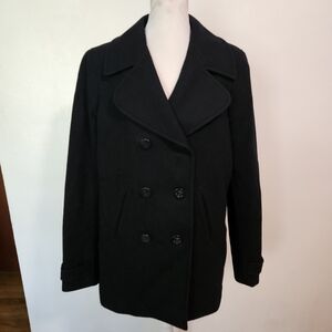 Gant Black Double-Breasted Pea Coat Mens Large Nautical Desginer